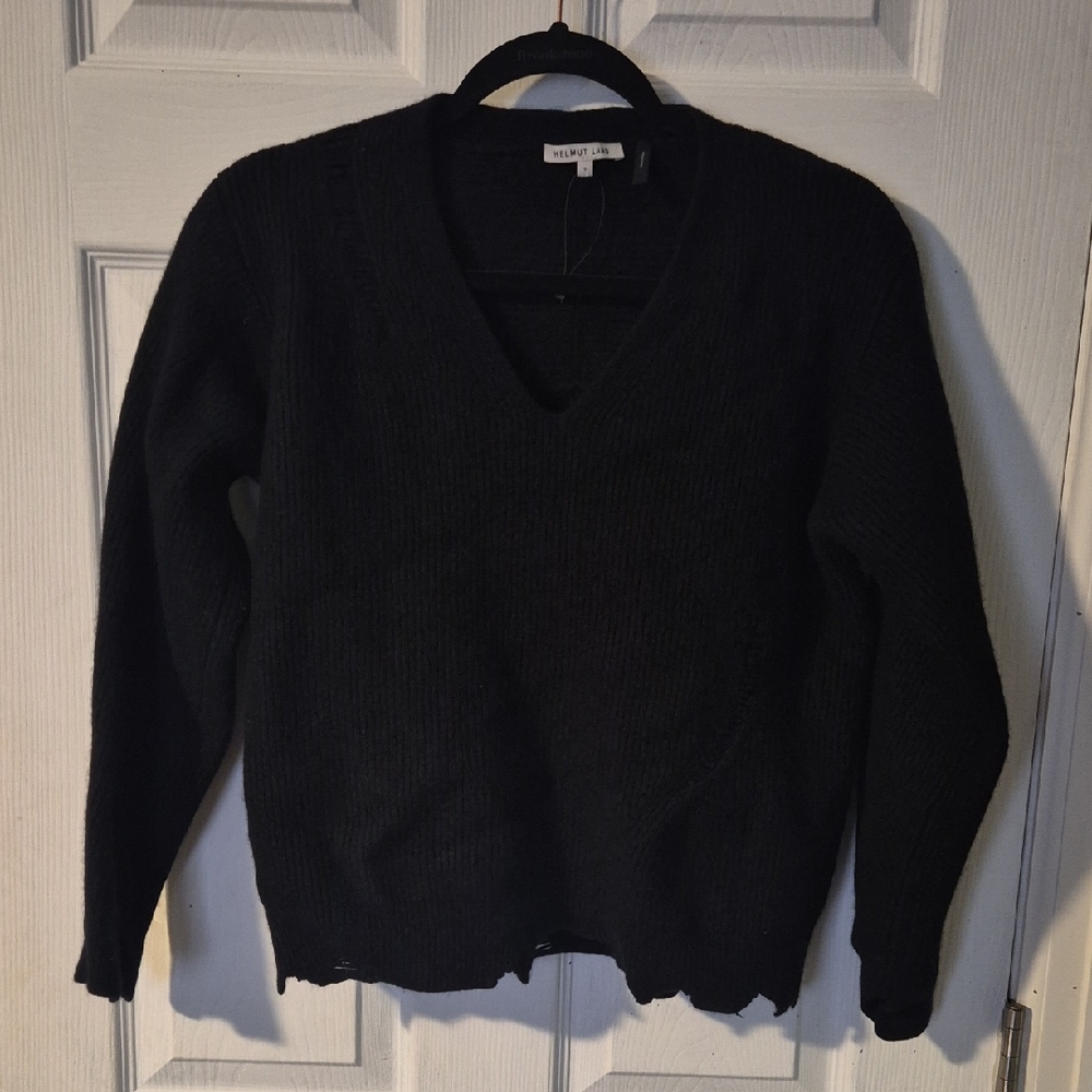 Helmut Lang Black V-Neck Sweater